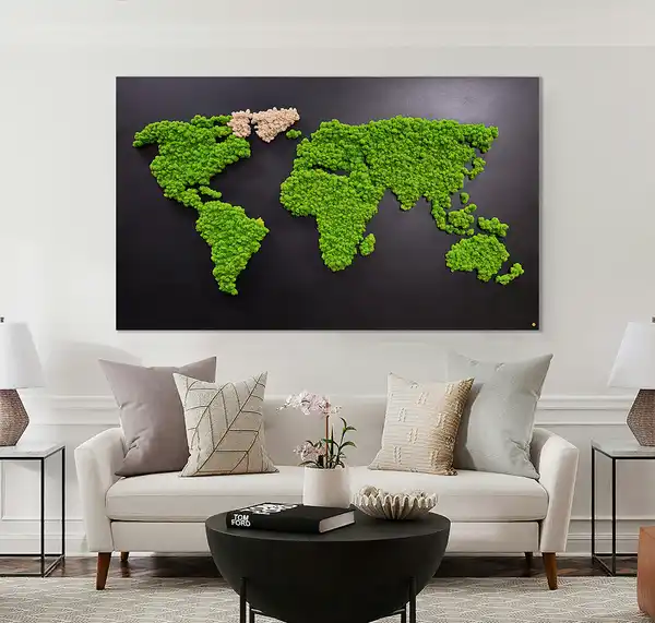 Moosbild "Weltkarte"