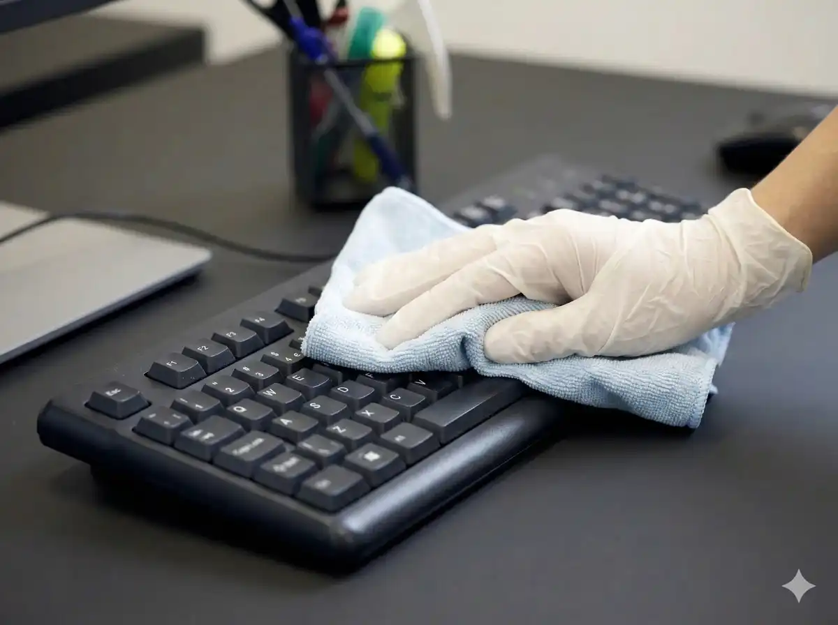 serviceU - Eksempel på tastaturrengøring (AI genereret)