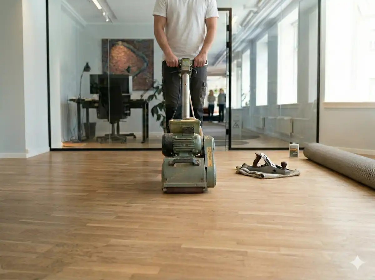 serviceU - Eksempel på gulvafhøvling (AI genereret)