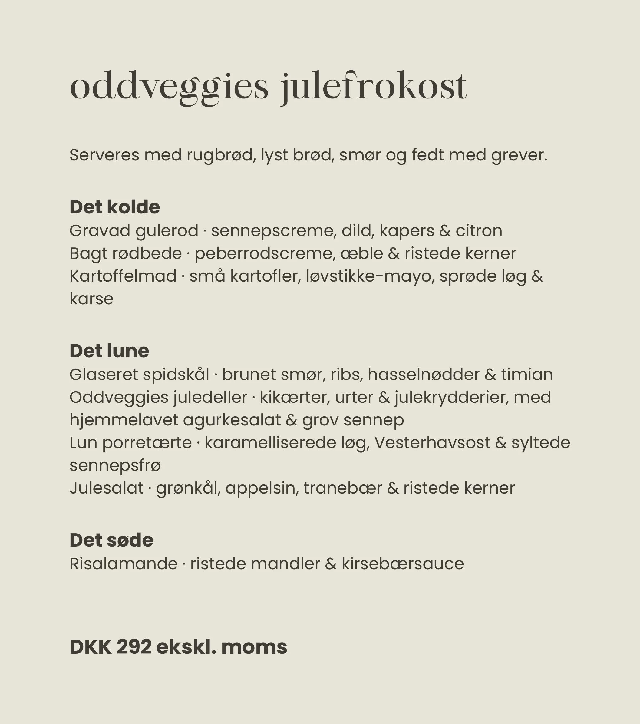 MiMB ApS - Oddvegies menu