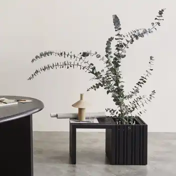 Planter with a table, SQUARELY GrowMORE with GrowTABLE Black Ash