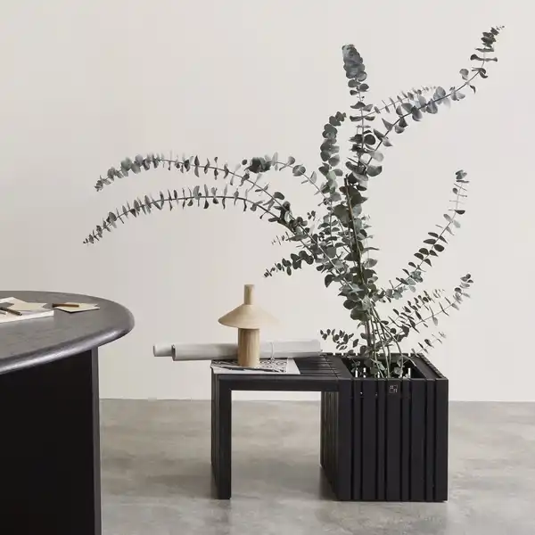 Planter with a table, SQUARELY GrowMORE with GrowTABLE Black Ash