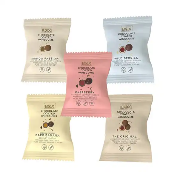 Box The Original Gourmet vingummi flowpacks