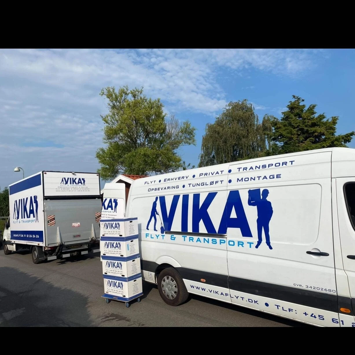 VIKA-Flyt ApS - Flytningsklar med flyttebiler til transport og kasser til opbevaring