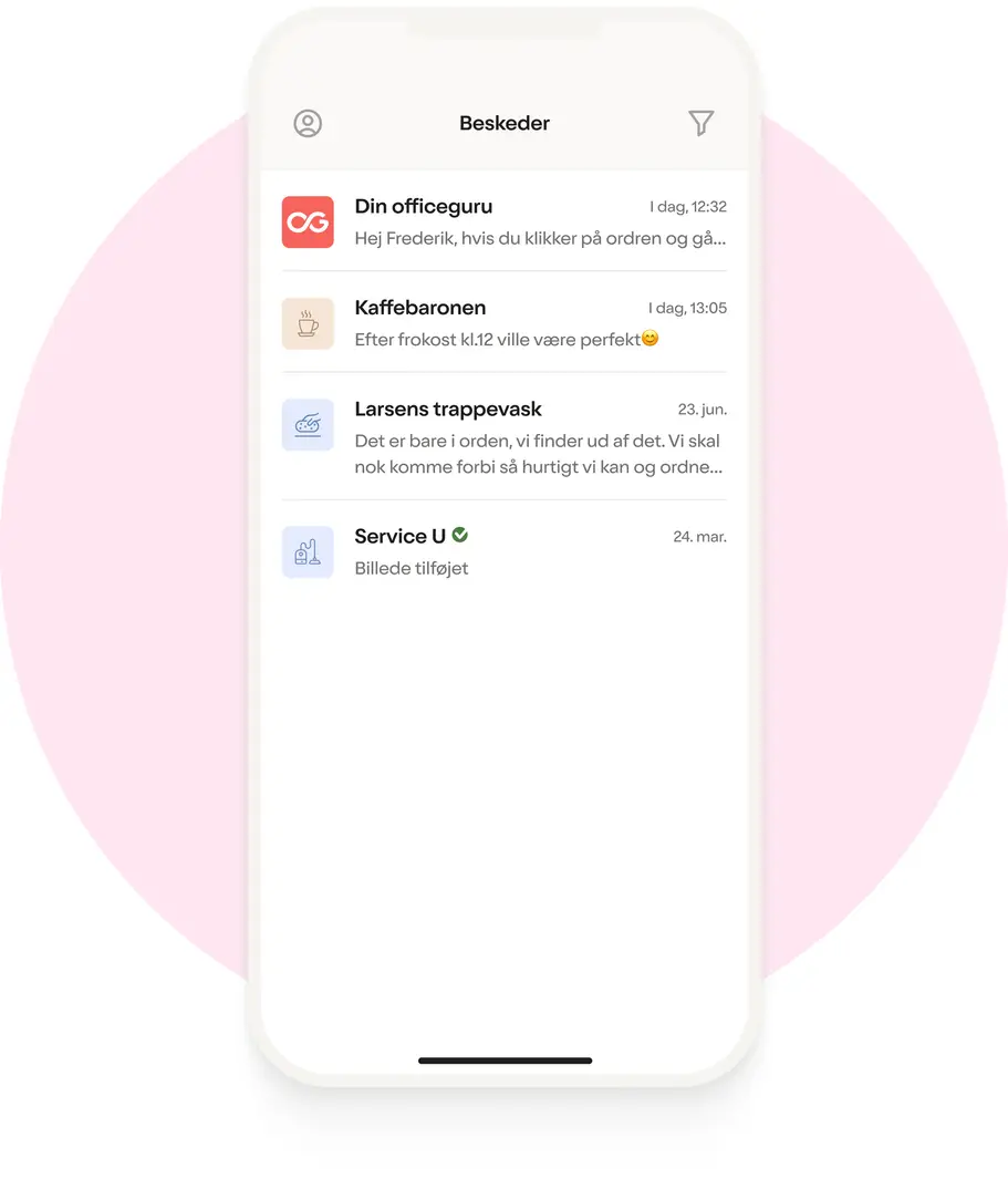 iPhone screen displaying the messaging feature in the Officeguru chat app