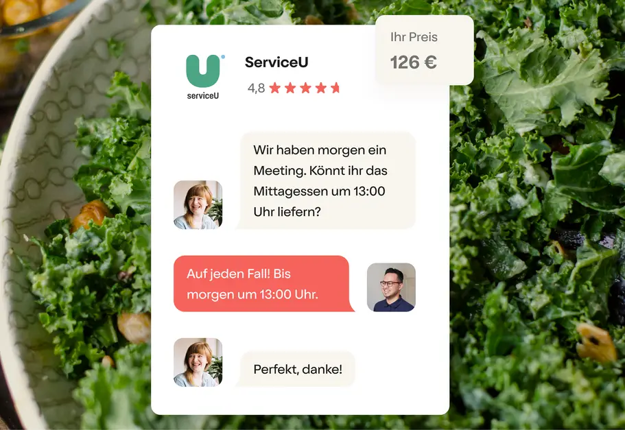 Ein Bildschirmfoto von ein Chat zwischen Kunde und Partner in Beispiel Reinigungsservice