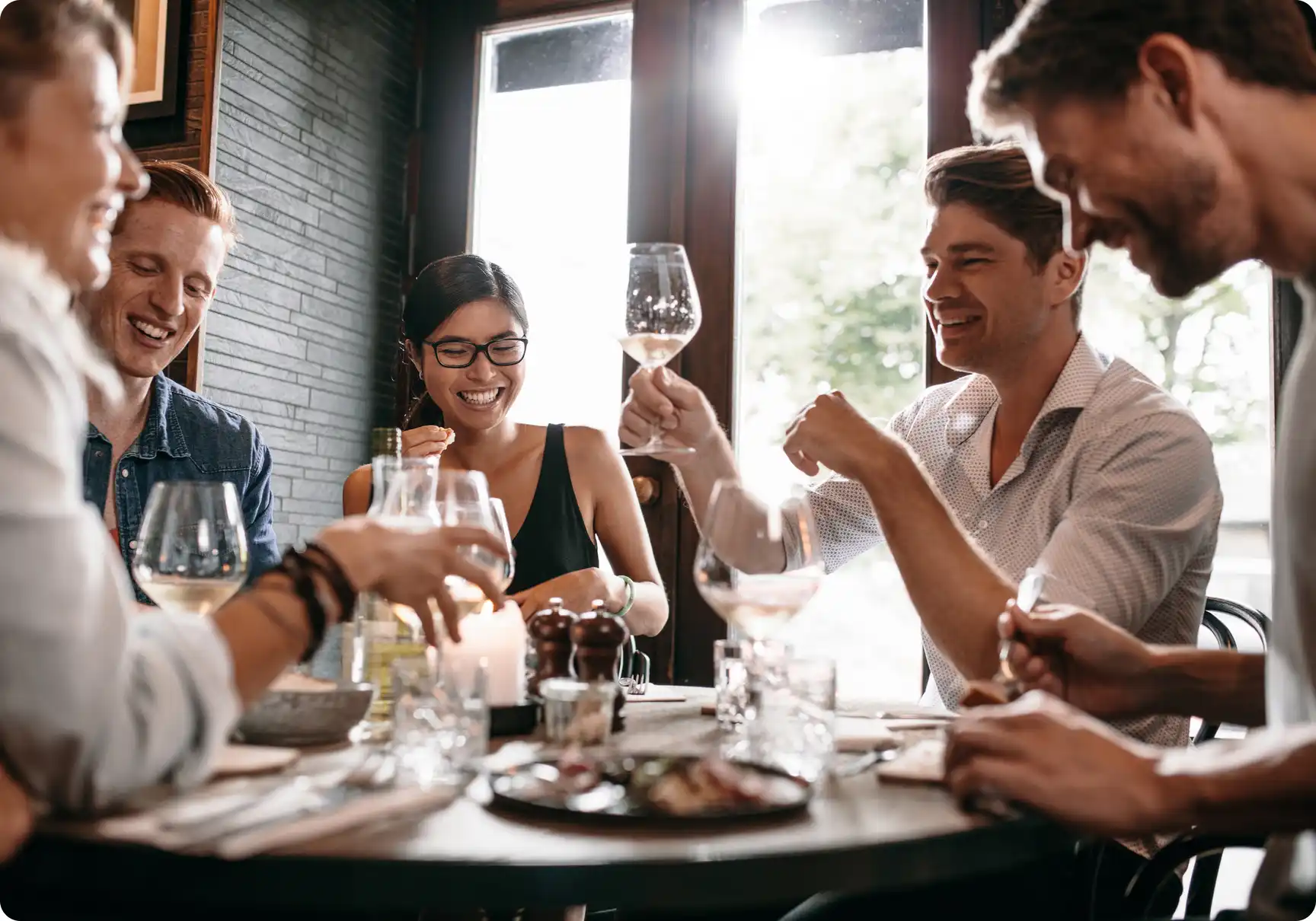 People having a fun dinner