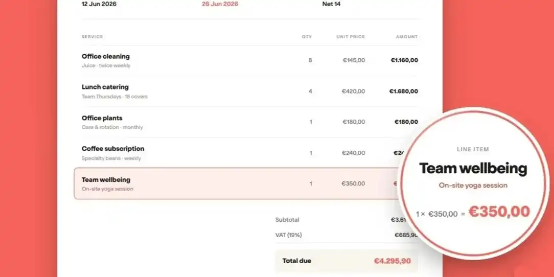 team wellbeing invoice