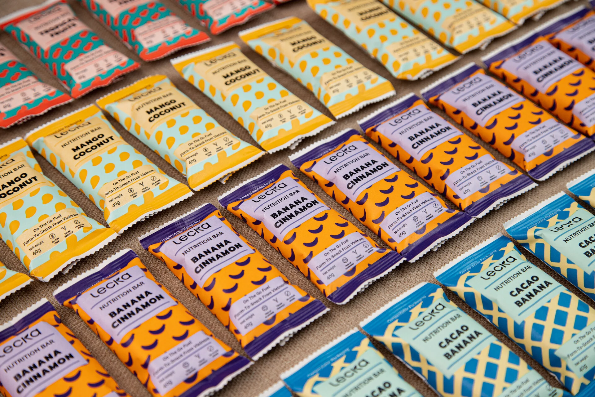 Healthy Snacking ApS - Leckas energibarer kommer i fire forskellige smagsvarianter.